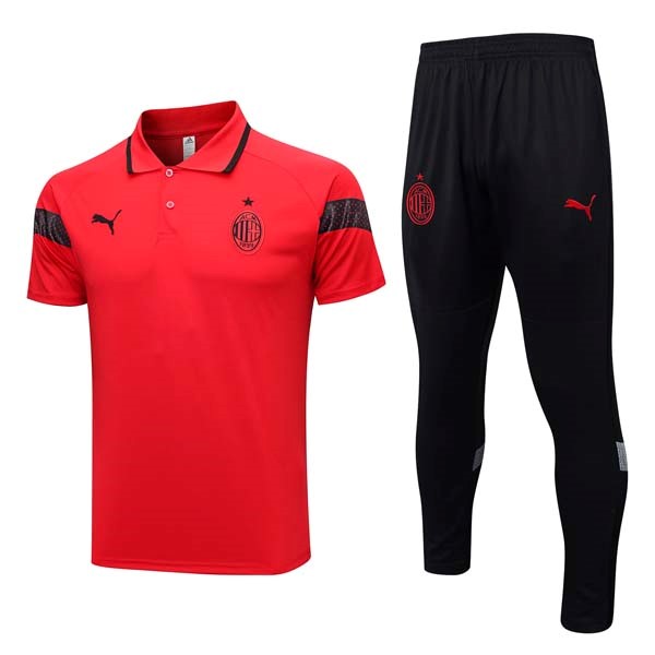 Polo AC Milan Conjunto Completo 2023 2024 Rojo Negro
